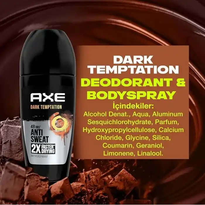 AXE Erkek Roll On Deodorant Dark Temptation 48 Saat Etkileyici Koku 50 ml