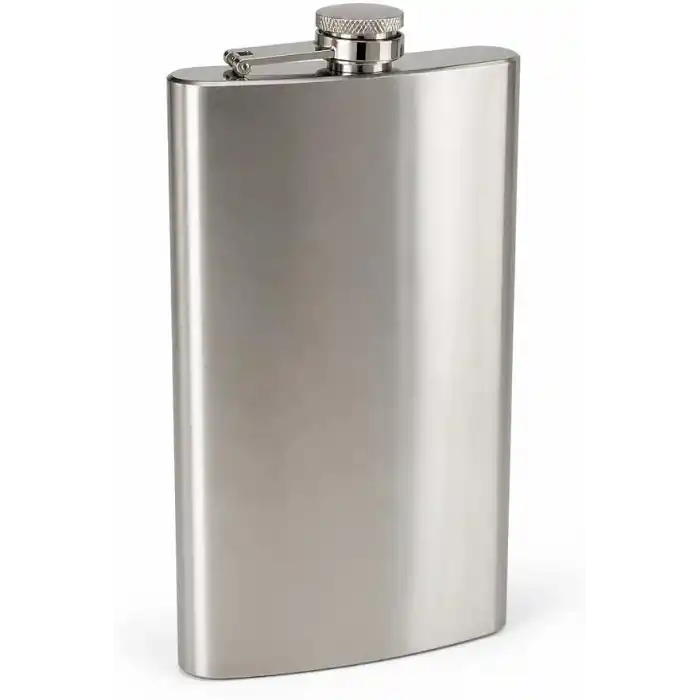 Busstier 12 oz (355 ml) Paslanmaz Çelik Cep Matarası, Su ve Cold Brew İçin Metal Matara, Kamp Seyahat Piknik ve Günlük Kullanım İçin Vidalı Kapaklı Taşınabilir Şişe, Gümüş