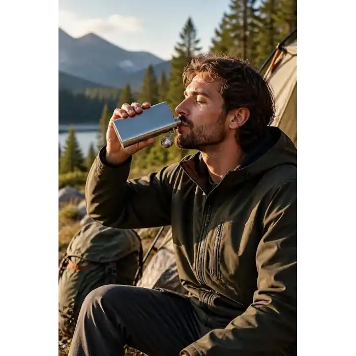 Busstier 12 oz (355 ml) Paslanmaz Çelik Cep Matarası, Su ve Cold Brew İçin Metal Matara, Kamp Seyahat Piknik ve Günlük Kullanım İçin Vidalı Kapaklı Taşınabilir Şişe, Gümüş