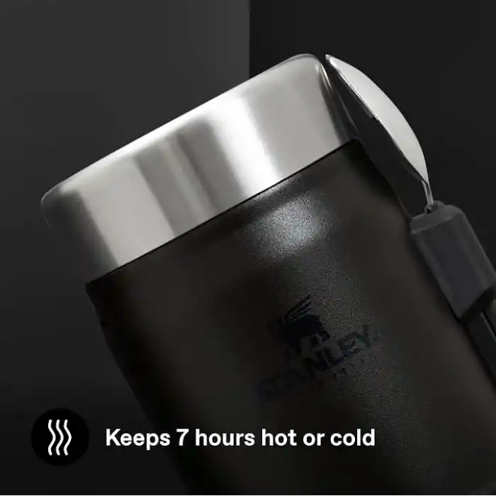 STANLEY Classic Legendary Yemek Termosu + Kaşık 0.4 Litre - Siyah 2.0 | Paslanmaz Çelik