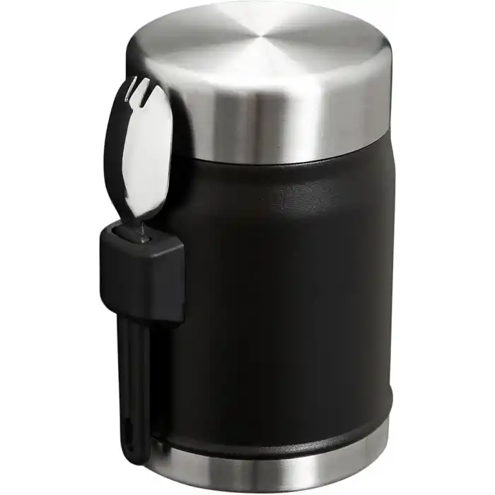 STANLEY Classic Legendary Yemek Termosu + Kaşık 0.4 Litre - Siyah 2.0 | Paslanmaz Çelik