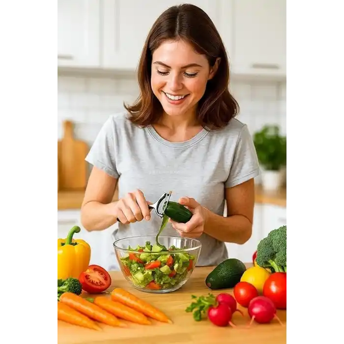 Busstier Profesyonel Paslanmaz Çelik Çift Bıçaklı Soyacak, Jülyen ve Standart Soyucu Başlıklı, Ergonomik Saplı Çok Amaçlı Meyve Sebze Soyacağı, Patates, Salatalık, Kabak ve Havuç için Pratik Mutfak Al