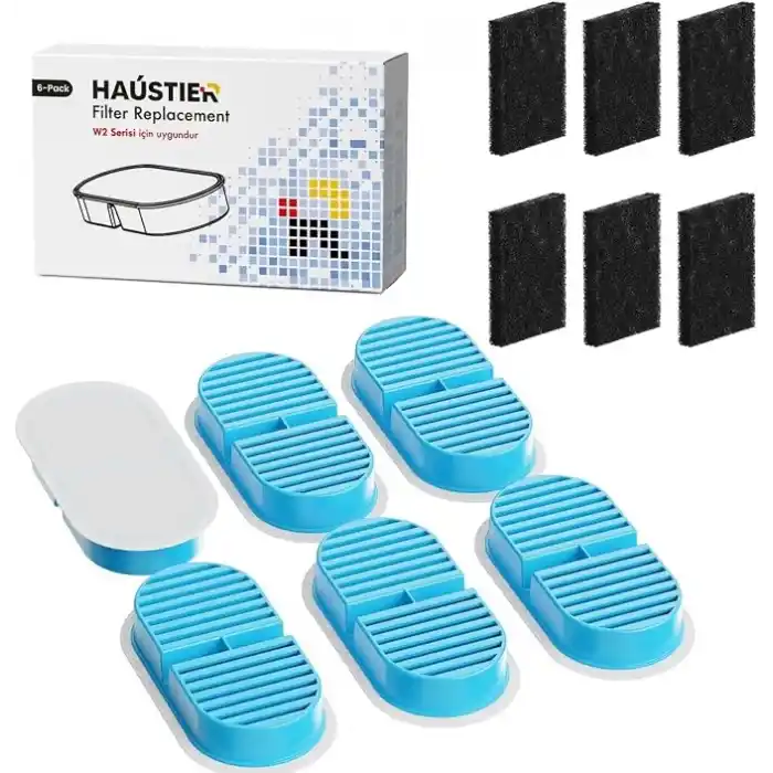 Haustier W2 Otomatik Kedi Su Sebili Uyumlu Filtre Seti (6 Adet)