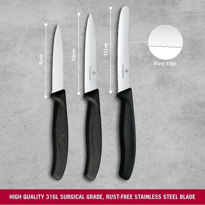 Victorinox 6.7113.34 Swiss Classic 3lü Bıçak Set, Siyah