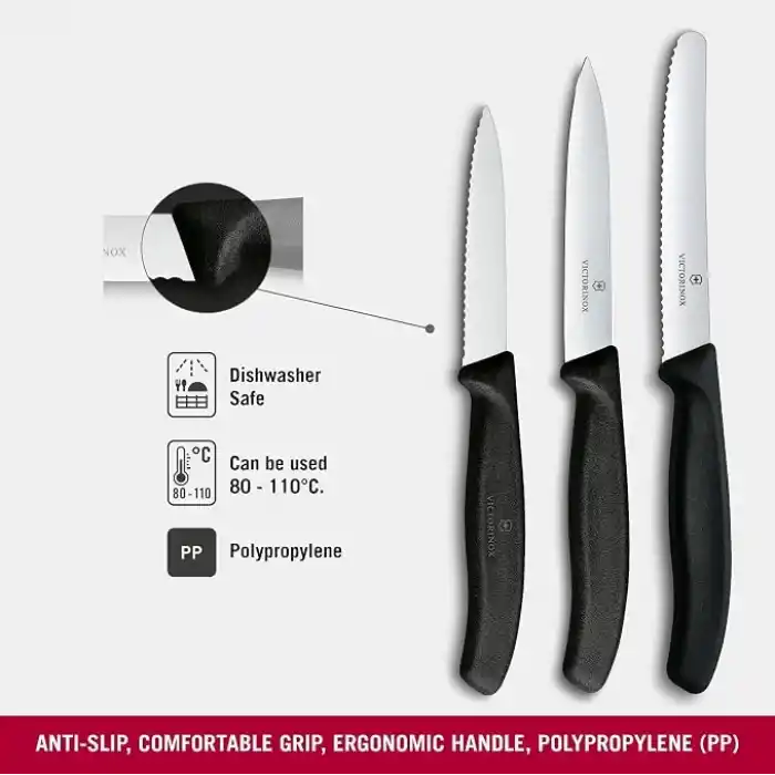 Victorinox 6.7113.34 Swiss Classic 3lü Bıçak Set, Siyah