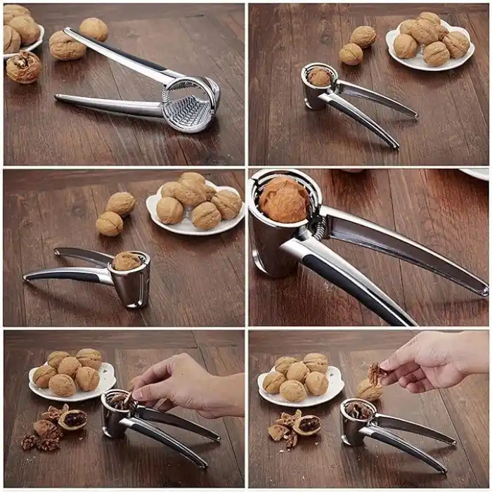 MallArt® Profesyonel Ceviz Kıracağı, 18 cm Paslanmaz Çelik, Ergonomik Saplı, Yaylı Mekanizmalı, Ceviz ve Fındık Kıracağı