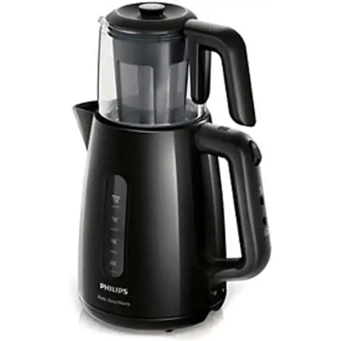 Philips Daily Collection Çay Makinesi - Otomatik Sıcak Tutma, 1.9L Su Isıtıcısı, 0.9L Cam Demlik, Hızlı Kaynatma 1700W, Kireç Filtresi, Kolay Dökme İçin Kablosuz Taban (HD7301/00)