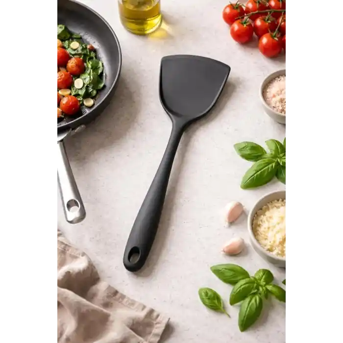 Busstier Silikon Yumurta ve Krep Çevirme Aparatı Isıya Dayanıklı Yanmaz Yapışmaz İnce Esnek Tava Aparatı BPA Free Çizmez Teflon Uyumlu Ergonomik Saplı Asorti Renk