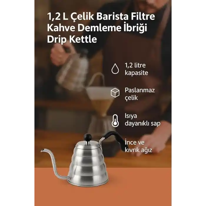 WF 1,2 L Çelik Barista Filtre Kahve Demleme ibriği Drip Kettle cin372