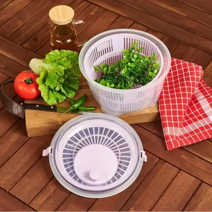 Jouis Salata Sebze Kurutucu Pratik Salata Kurutucu – Çevirmeli Sebze & Marul Kurutma Kabı, 4,5 L Manuel Dönerli Yıkama ve Kurutma Leğeni, Suyu Ayıran Çok Fonksiyonlu Spinner BPA İÇERMEZ