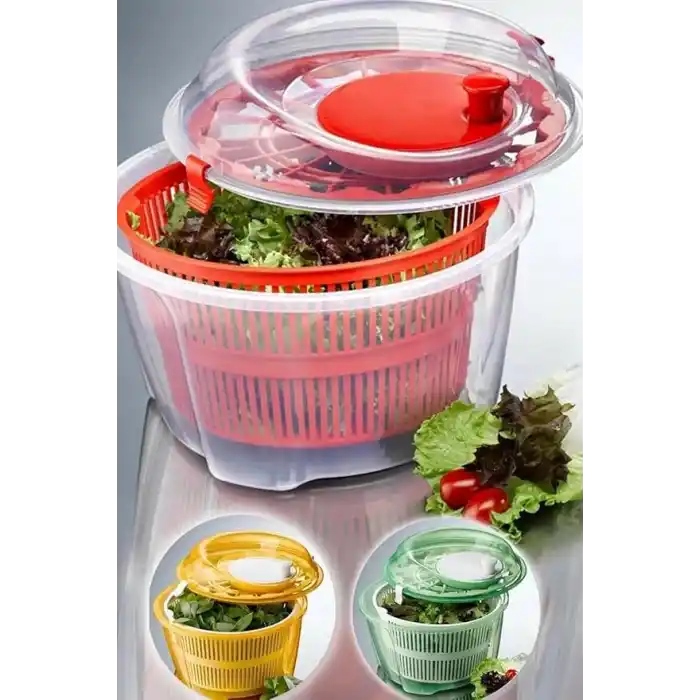 Jouis Salata Sebze Kurutucu Pratik Salata Kurutucu – Çevirmeli Sebze & Marul Kurutma Kabı, 4,5 L Manuel Dönerli Yıkama ve Kurutma Leğeni, Suyu Ayıran Çok Fonksiyonlu Spinner BPA İÇERMEZ