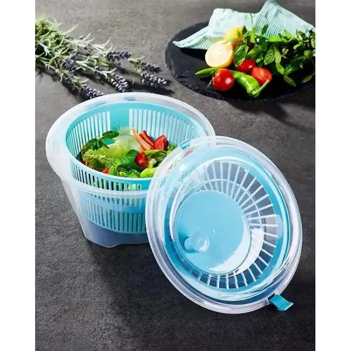 Jouis Salata Sebze Kurutucu Pratik Salata Kurutucu – Çevirmeli Sebze & Marul Kurutma Kabı, 4,5 L Manuel Dönerli Yıkama ve Kurutma Leğeni, Suyu Ayıran Çok Fonksiyonlu Spinner BPA İÇERMEZ