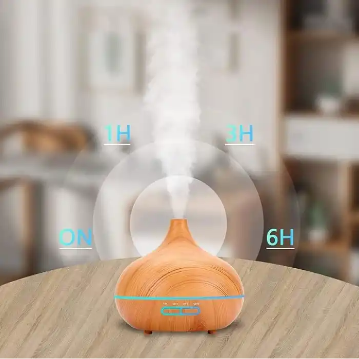 OBEV Büyük 500 mL Hava Nemlendirici Ultrasonik Ortam Nemlendirici Oda Nemlendirici Işıklı Buharlı Nemlendirici Ayarlanabilir Zamanlayıcılı Otomatik Kapanma Özelliği Nemlendirici Led Işıklı Buhar Makinesi (Koyu Ahşap)