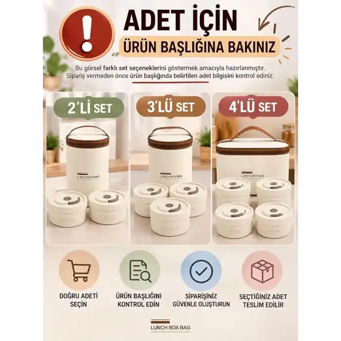 Busstier Isı Yalıtımlı Yemek Termosu ve Lunch Box Çantası, Vidalı Kapaklı PP Dış Gövde ve Metal İç Hazneli Taşınabilir Yemek Kabı Seti (2 Parça)