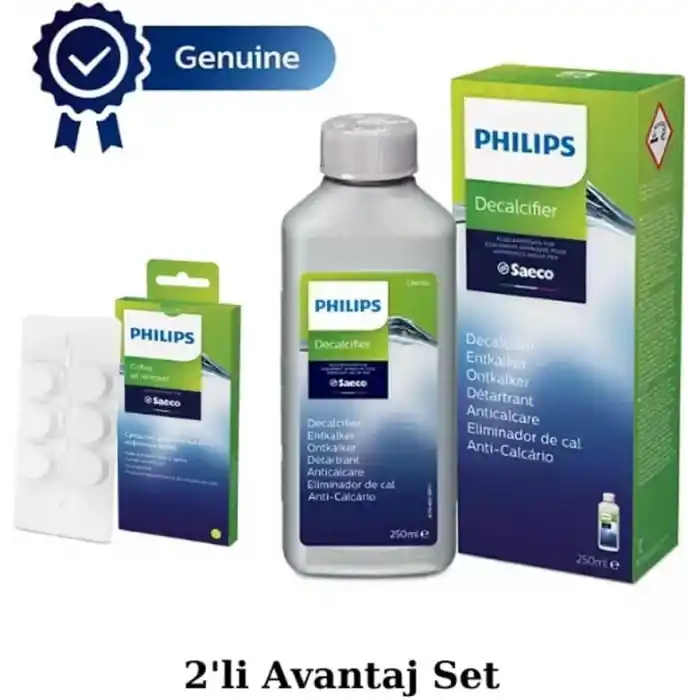Philips CA6700/10 Espresso Makinesi Kireç Temizleme Solüsyonu, CA6704/10 Yağ Çözücü Tablet 2li Set