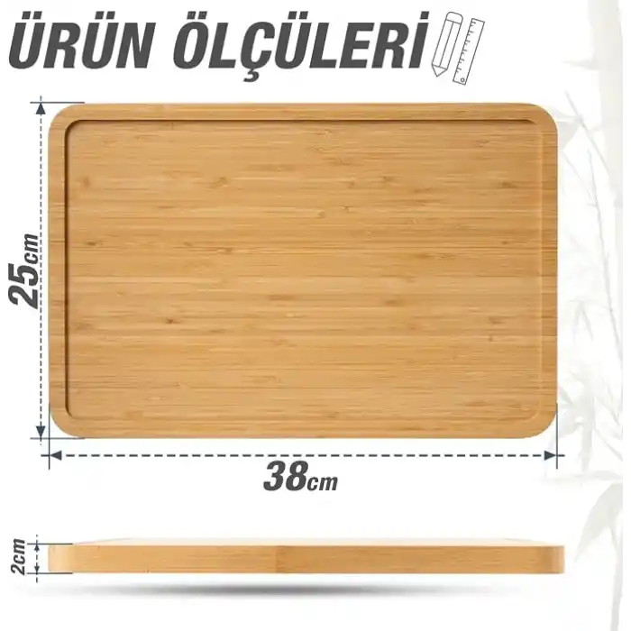 Bluefox 3ü 1 Arada Bambu Kesme Tahtası: Doğrama Tahtası, Kesim Cetveli ve Tepsi Fonksiyonlarıyla Mutfakta Pratik Çözüm,Su Oluklu, Bıçak Dostu, Neme Dayanıklı Yüzey, 38x25 cm