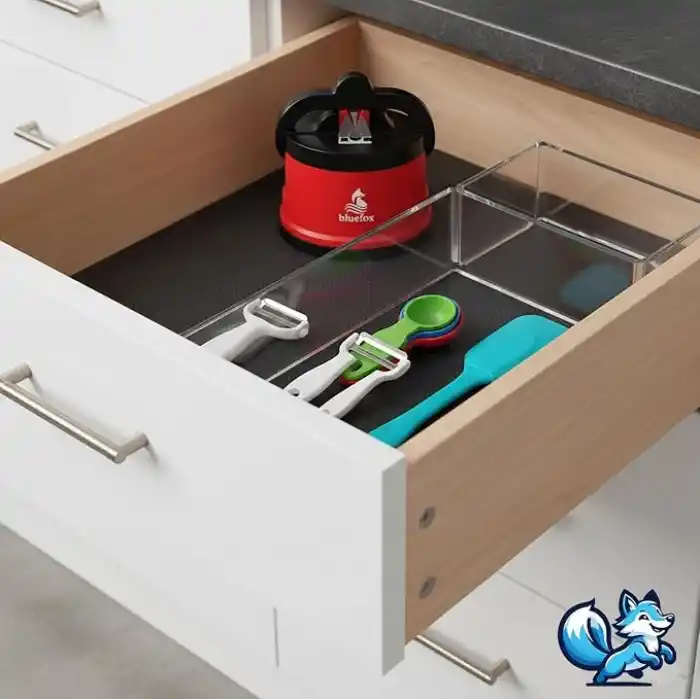 Bluefox Kırmızı PowerGripli Bıçak Bileyici - Vantuzlu Vakumlu, Serbest Ellerle Kullanılabilen Tungsten Carbide Bıçak Bileme Aleti