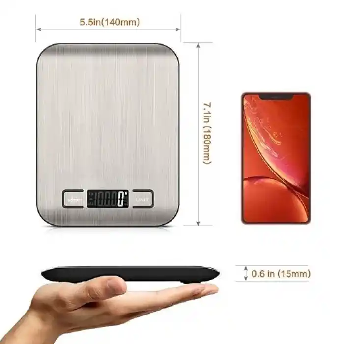 Orret Home Dijital Mutfak Terazisi – Paslanmaz Çelik Yüzeyli Hassas Tartı, 5 kg Kapasiteli, Dara Özellikli, LCD Ekranlı, 5 Birim Dönüşümlü, Pilli,Dijital Tartı