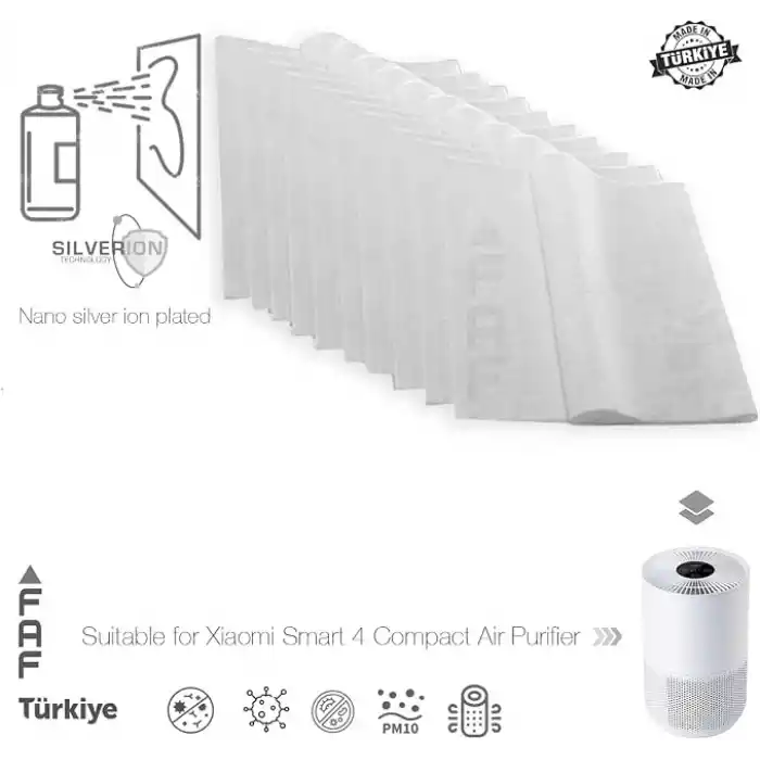 Faf Fresh Air Filter 10 Adet Nano Gümüş İyonlu Elektrostatik Toz Tutucu Ön Filtre Xiaomi Smart Purifier 4 Compact ile Uyumlu