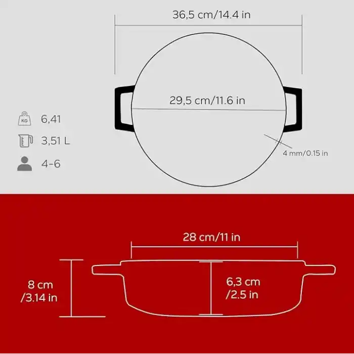Lava Casserole Çok Fonksiyonlu, 3.40 Litre LVYST28K2R, Kırmızı/Siyah
