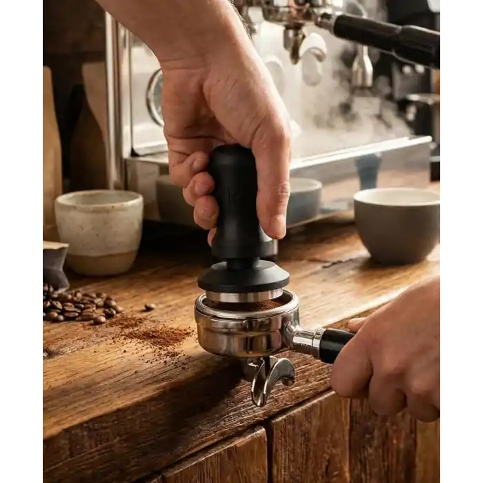 51mm Espresso Tamper - Çelik Tabanlı - Kendinden Hizalamalı Yaylı Tamper