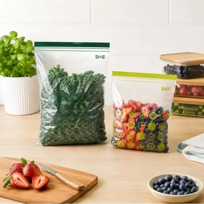 Ikea Plastik torba Istad, 30 adet paket, şunlardan oluşur: 15 torba 6 l (28,5 x 41 cm) ve 15 torba 4,5 l (27 x 34 cm), tekrar kullanılabilir, çünkü tekrar kapatılabilir