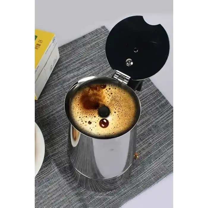 Çelik Ocak Üstü 4 Cup Fincan 200 ml Moka Pot Espresso cin285-4