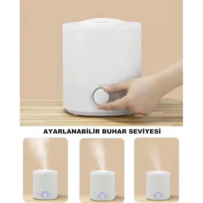 Robeve 2.5 Lt Hava Nemlendirici Buhar Makinesi Ultrasonik Difüzör Oda Nemlendirici Hava Nemlendiricisi Ortam Nemlendirici 7 Renkli Ledli Nemlendirici (Beyaz)