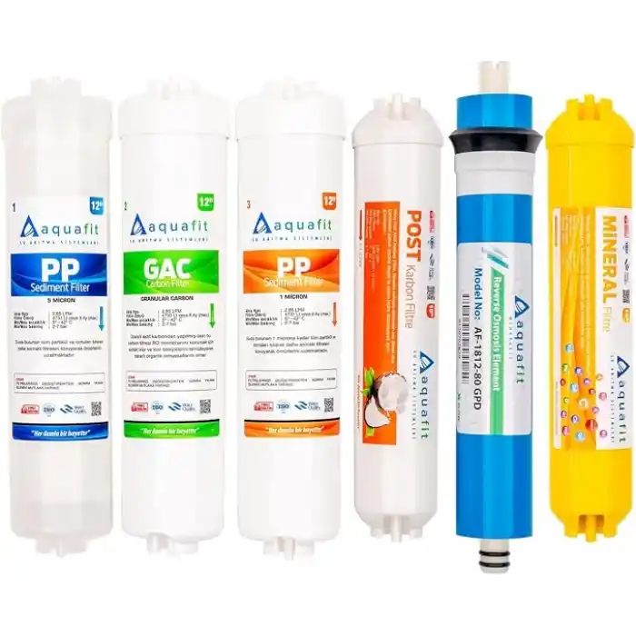 Aquafit Kapalı Kasa Su Arıtma Cihazı İki Tarafı Çubuklu 6lı Filtre Seti