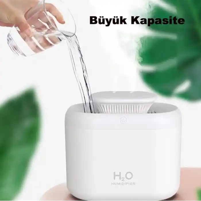 Robeve 3.3 Litre Ultrasonik Buhar Makinesi Hava Nemlendirici Çift Sprey Buhar Makinesi LED Işıklı