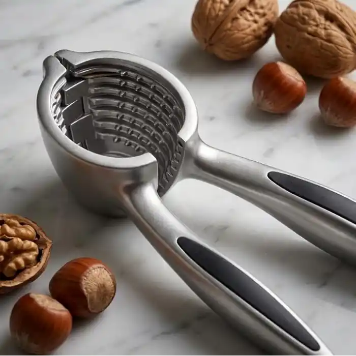 Deconox Profesyonel Paslanmaz Çelik Ceviz Kıracağı - Ergonomik Tasarımlı, Etrafa Sıçratmayan Hazneli Ceviz, Fındık ve Badem Kırıcı | Kabuklu Yemiş Kırıcı Mat Doku