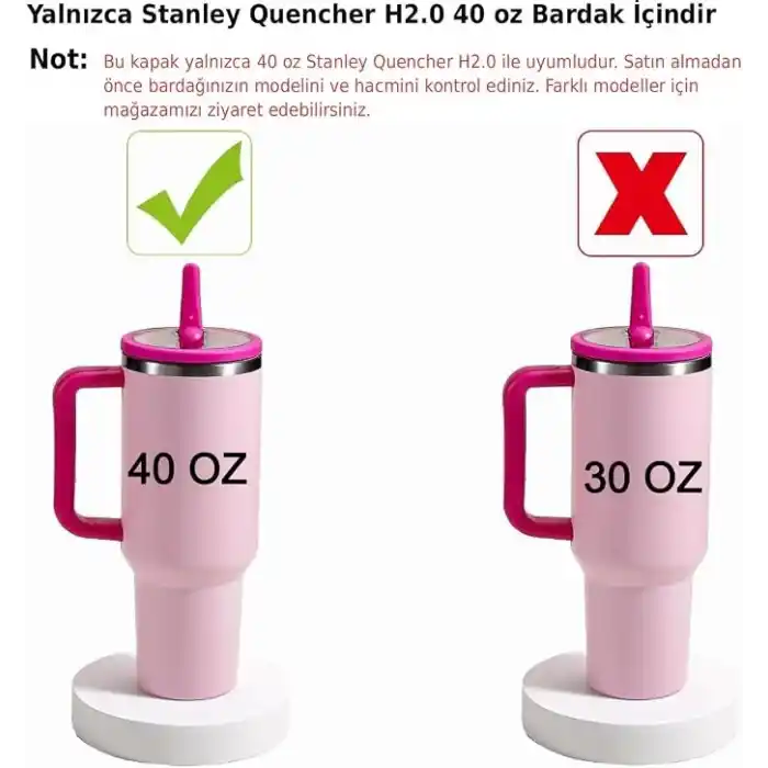 Yenigeldi 2 Adet Flip Pipetli Kapak – Stanley Quencher ile Uyumlu 40 Oz – Sızdırmaz Kapak + 2 Pipet – Krem Renk