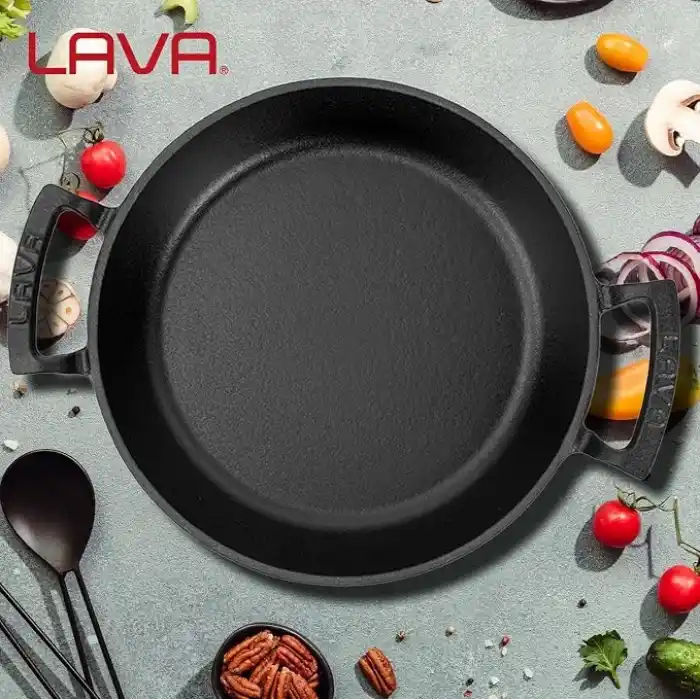 Lava Döküm Yuvarlak Sahan Döküm Demir Yekpare Çift Kulplu Çap(Ø)24cm.