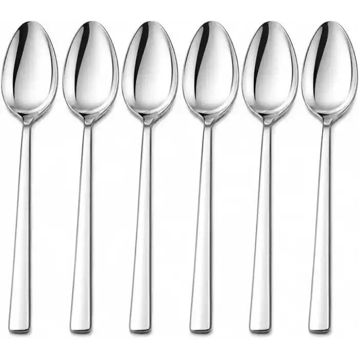 Yemek Kaşığı, 6lı Paslanmaz Çelik Kaşık Seti, Gümüş Renk Metal 20 cm, 6 Adet İçerikli Set