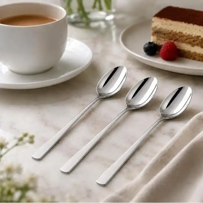 Yemek Kaşığı, 6lı Paslanmaz Çelik Kaşık Seti, Gümüş Renk Metal 20 cm, 6 Adet İçerikli Set