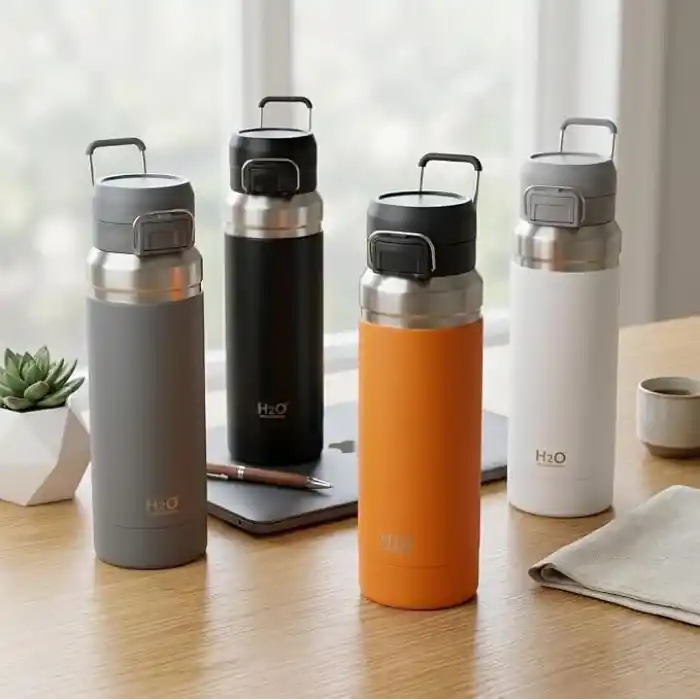 Deconox Paslanmaz Çelik Termos Matara - 1000 ML (1 Litre) Kapasiteli, Renk Seçenekli Isı Yalıtımlı Çelik Suluk (TURUNCU)