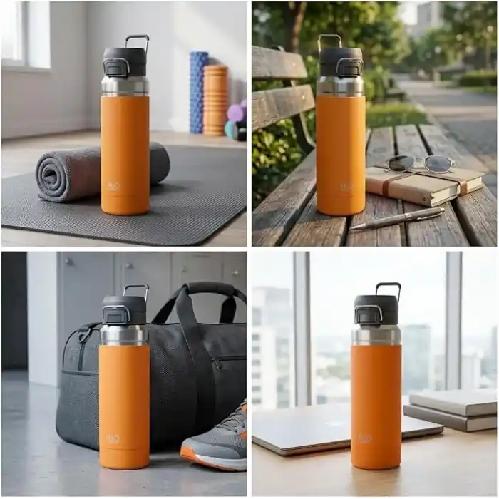Deconox Paslanmaz Çelik Termos Matara - 1000 ML (1 Litre) Kapasiteli, Renk Seçenekli Isı Yalıtımlı Çelik Suluk (TURUNCU)