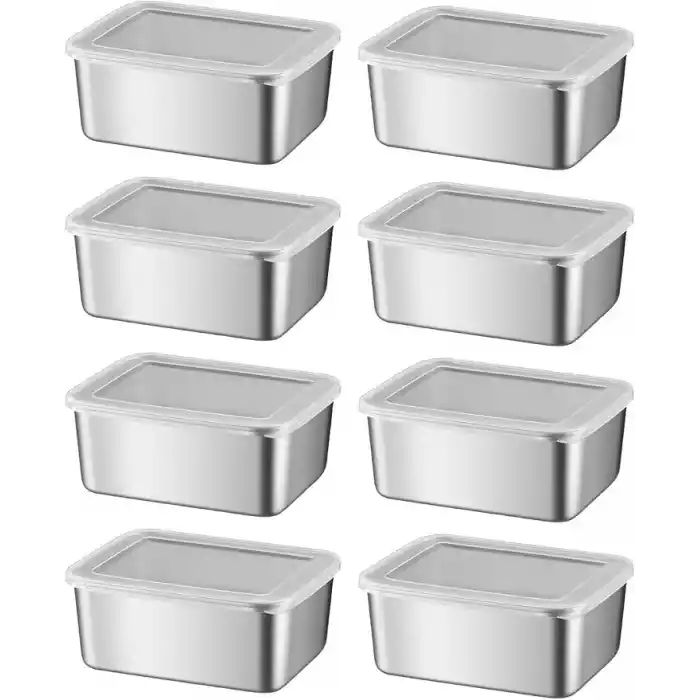 8 Adet 304 Çelik 550 ml Yemek Meyve Et Buzdolabı Beslenme Saklama Kabı mt107-8