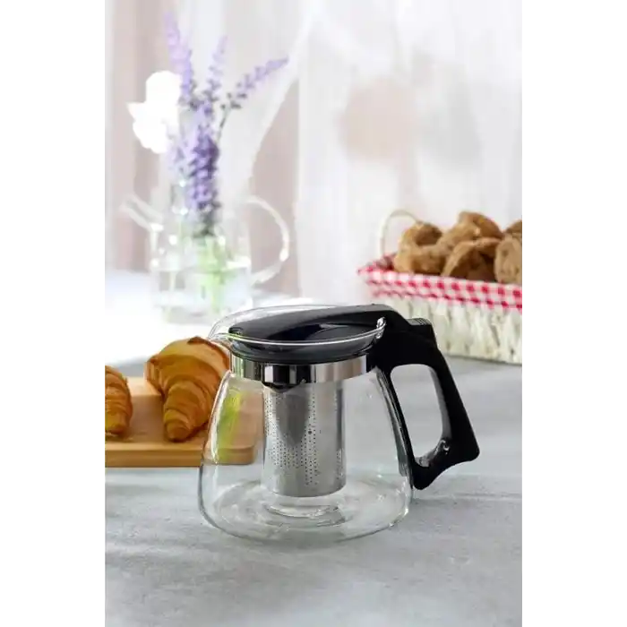 Isıya Dayanıklı Cam Demlik, Süzgeçli Çaydanlık, Filtreli Çay Demleme Çiçek Çayı ve Bitki Çayı İçin (900ML)