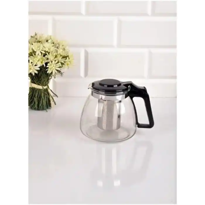 Isıya Dayanıklı Cam Demlik, Süzgeçli Çaydanlık, Filtreli Çay Demleme Çiçek Çayı ve Bitki Çayı İçin (900ML)