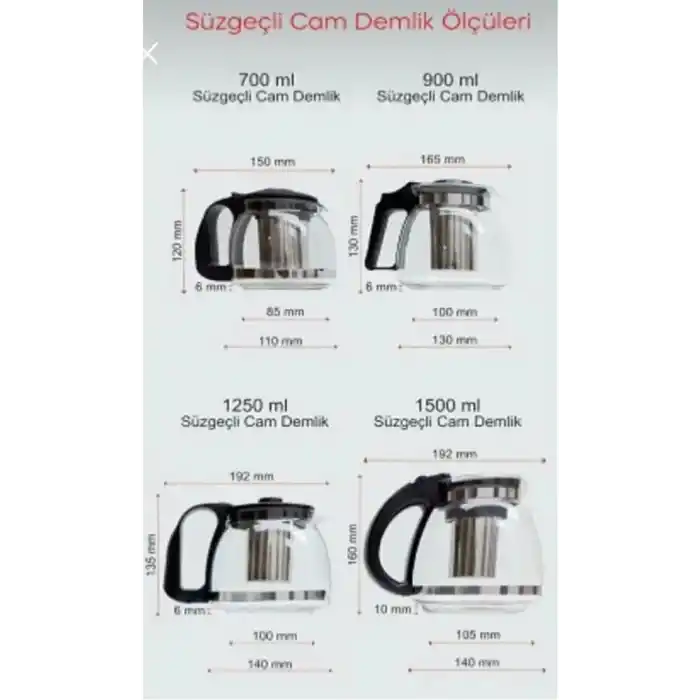 Isıya Dayanıklı Cam Demlik, Süzgeçli Çaydanlık, Filtreli Çay Demleme Çiçek Çayı ve Bitki Çayı İçin (900ML)