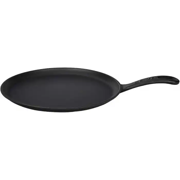 Lava Döküm Krep / Pizza / Pancake Tavası, Yuvarlak, Metal Saplı, 26cm, Siyah