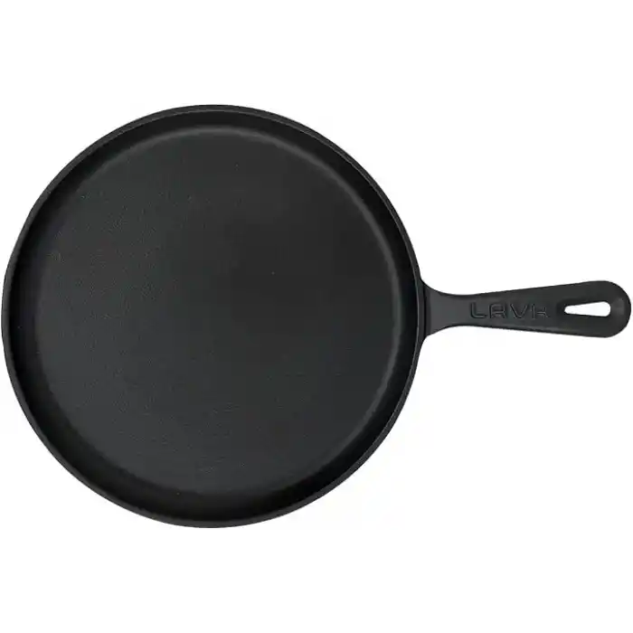 Lava Döküm Krep / Pizza / Pancake Tavası, Yuvarlak, Metal Saplı, 26cm, Siyah