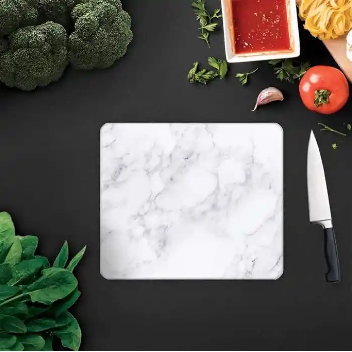 Mayaglory Cam Kesme Tahtası Panosu 25 X 35 Kırılmaya Isıya Çizilmeye Dayanıklı Antibakteriyel Doğal Kesme Tablası Mermer Design
