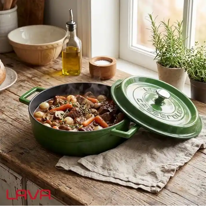 Lava Trendy Çok Amaçlı Döküm Demir Sığ Tencere Çap 24 cm Yeşil