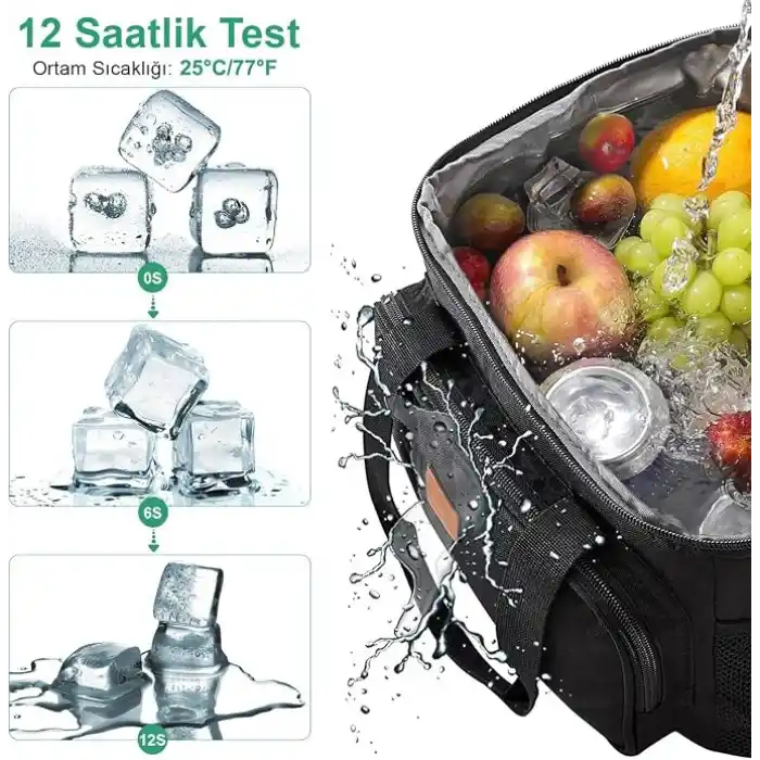 HAEGS Termal Çanta, Soğuk Sıcak Tutucu Yalıtımlı Beslenme Çantası, Soğutucu Buzluk Yemek Çantası 8,5L - Siyah