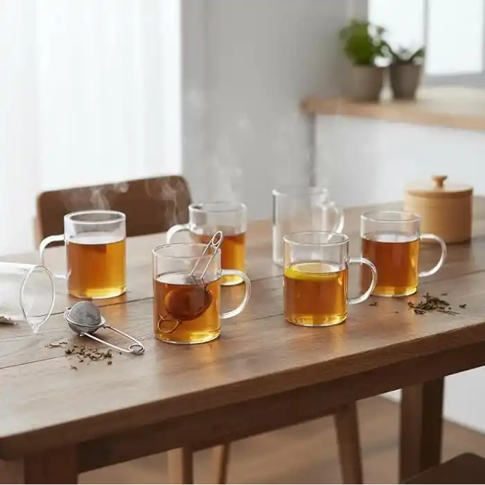 Deconox 6lı Termisil Borosilikat Cam Kupa Bardak Seti 200 ml - Isıya Dayanıklı Kulplu Şeffaf Çay ve Kahve Bardağı Takımı