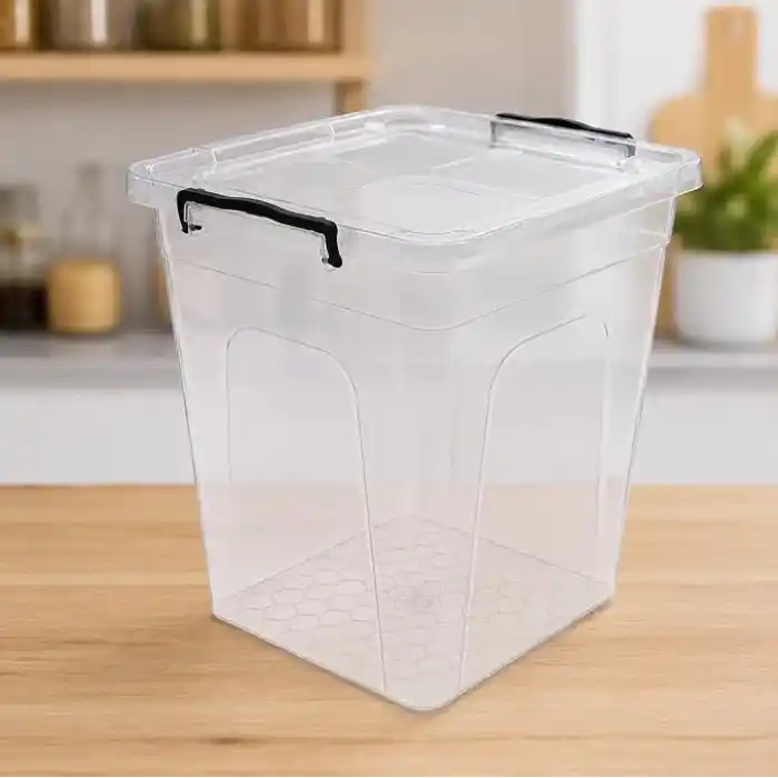 Derin Erzak Saklama Kabı Kapaklı, Kilitli Klipsli Saklama Kutusu, BPA Free, Çok Amaçlı Kiler, Mutfak ve Ev Düzenleme Kutusu, Şeffaf Plastik Organizer, 5 Litre