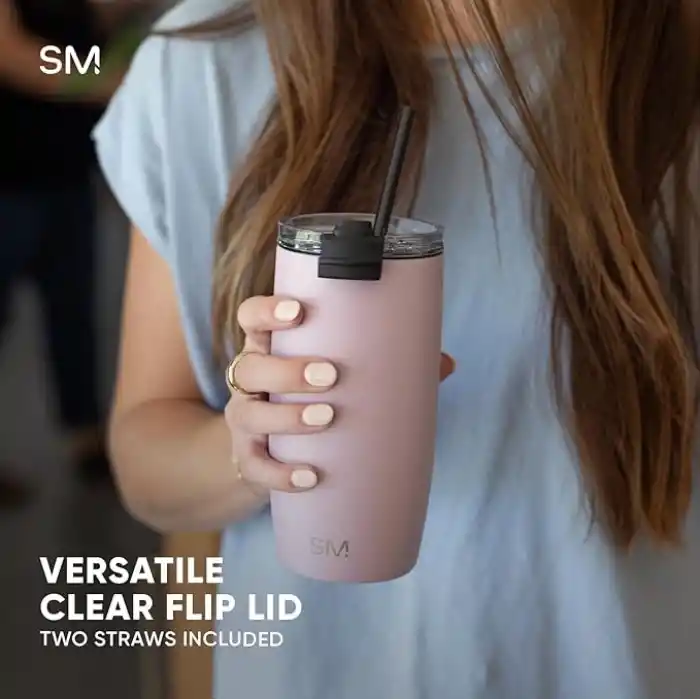 Simple Modern 12 oz Voyager Seyahat Kupası Bardak, Şeffaf Kapaklı ve Pipetli - Kahve Fincanı Çocuk Vakum Yalıtımlı Şişe 18/8 Paslanmaz Çelik Hidro - Gece Siyahı