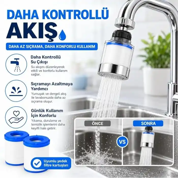 SOGUD 5li Yedek Filtre Kartuşu - Filtreli Musluk Başlığı ile Uyumlu - Tortu ve Kaba Partikülleri Azaltmaya Yardımcı - Kolay Değiştirilebilir Su Filtresi - Mutfak Banyo Lavabo Kullanımı